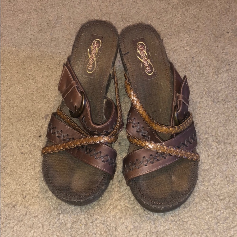 Skechers Brown Wedge Sandals